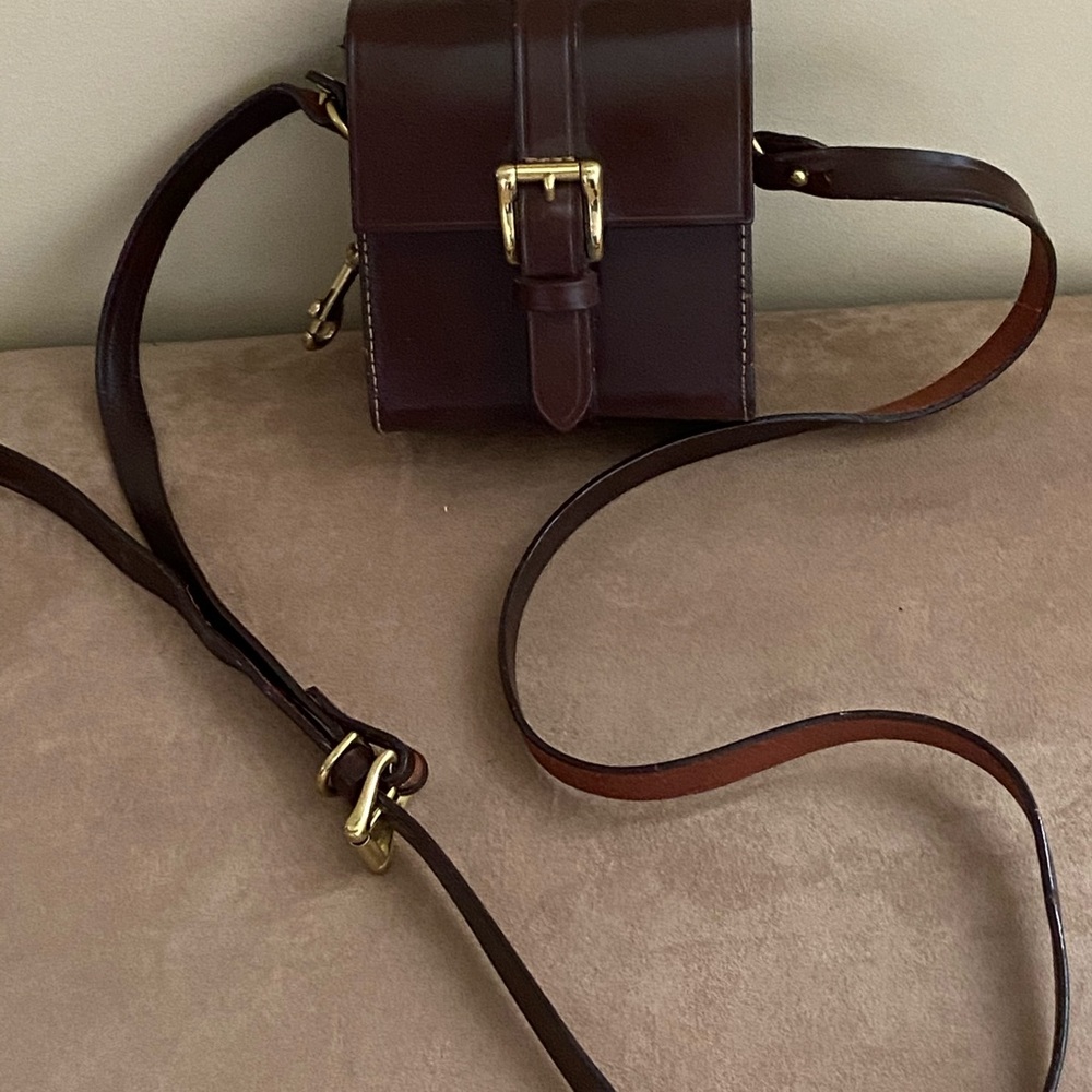 Joan And David Brown Leather Crossbody Handbag Gem
